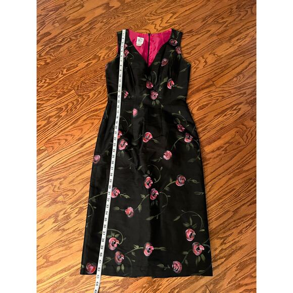 VINTAGE Corey Lynn Calter Women’s Silk Sleeveless Painted Floral Sheath Dress 6 - Picture 9 of 9
